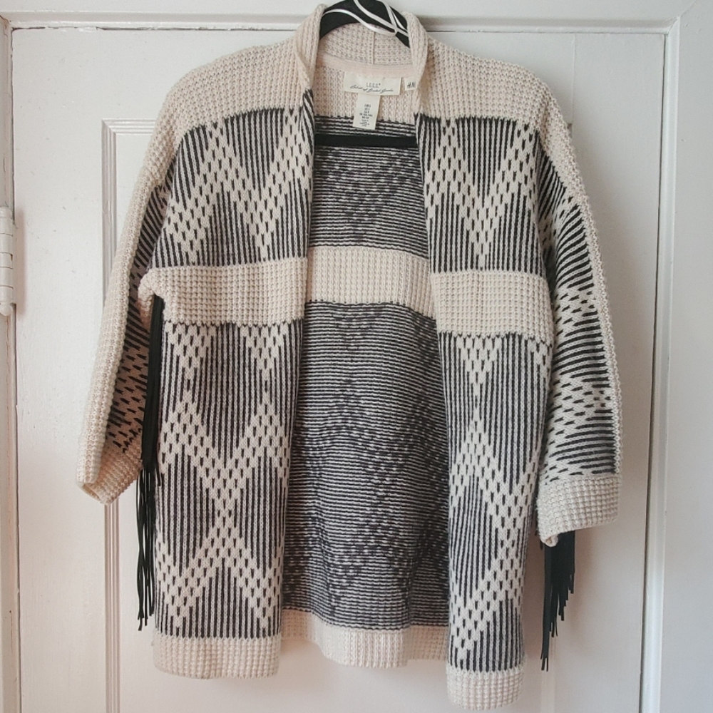 WOOL BLEND KNIT CARDIGAN WITH FRINGE SLEEVES - Picture 3 of 3